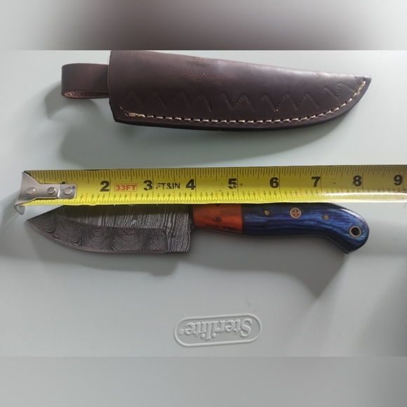 New Damascus Steel Blade Men's Hunting Knife with Sheath - Picture 7 of 9